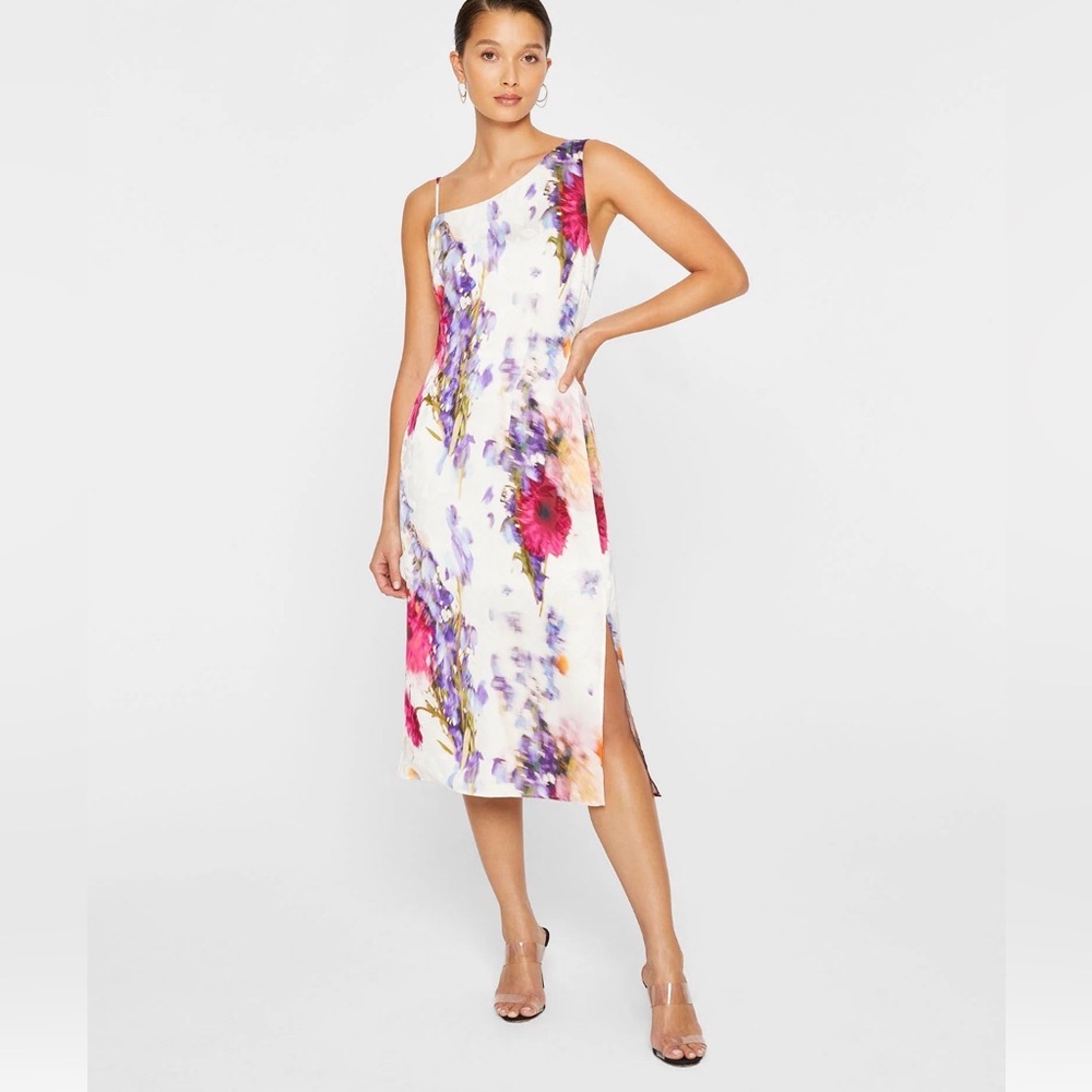 Club Monaco Floral Asymmetrical Midi Dress wedding guest floral